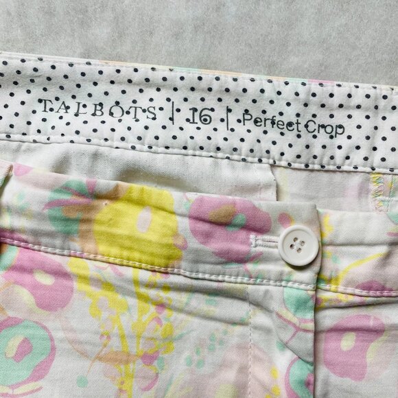 Talbots Womens Multicolor Pastel Floral Perfect Crop Fairy Garden Pants Size 16 - Picture 4 of 10